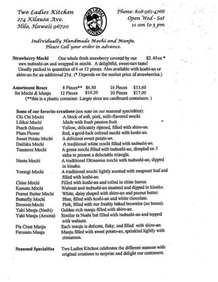 Two Ladies Kitchen Hilo Menu Two Ladies Kitchen Hilo Menu